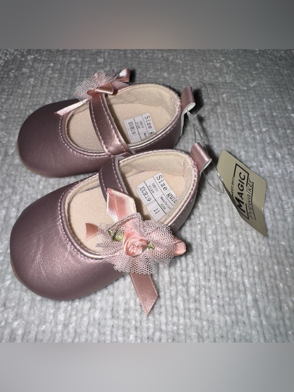 Magic Pre-walker Baby Girls Pink Floral Mary Jane Shoes Size 11